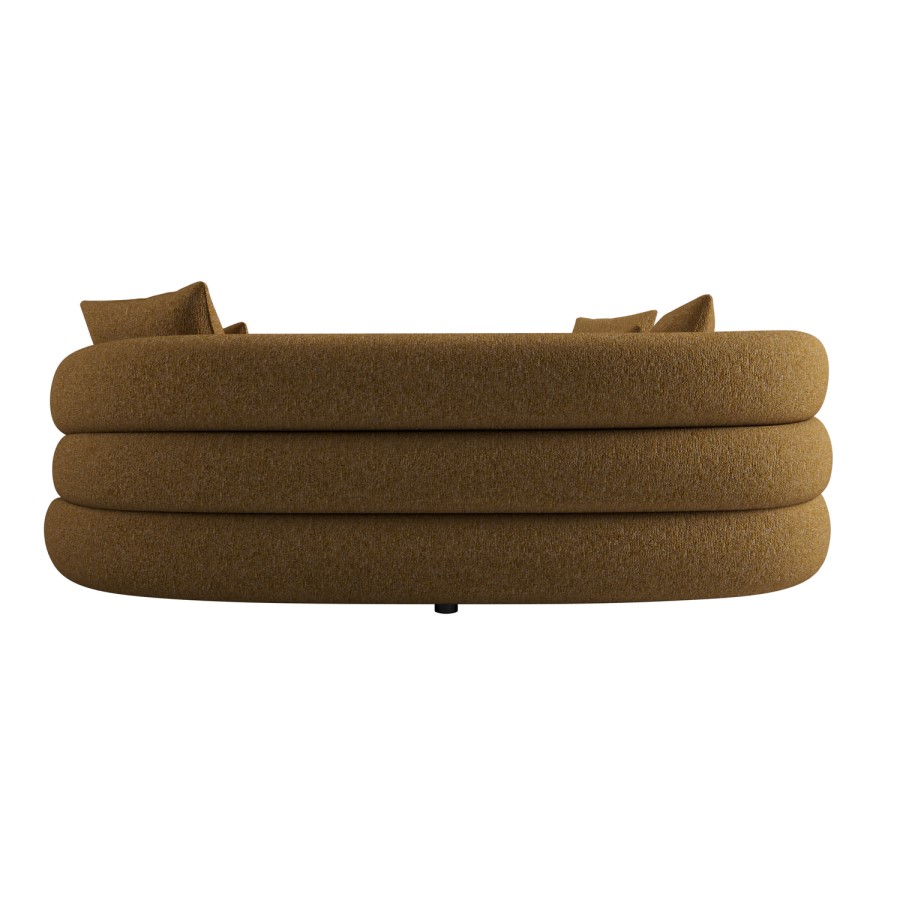 Caramel Brown Chenille Right Hand Facing 4 Seater Curved Corner Sofa - Zuri