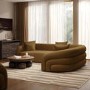 Caramel Brown Chenille Right Hand Facing 4 Seater Curved Corner Sofa - Zuri