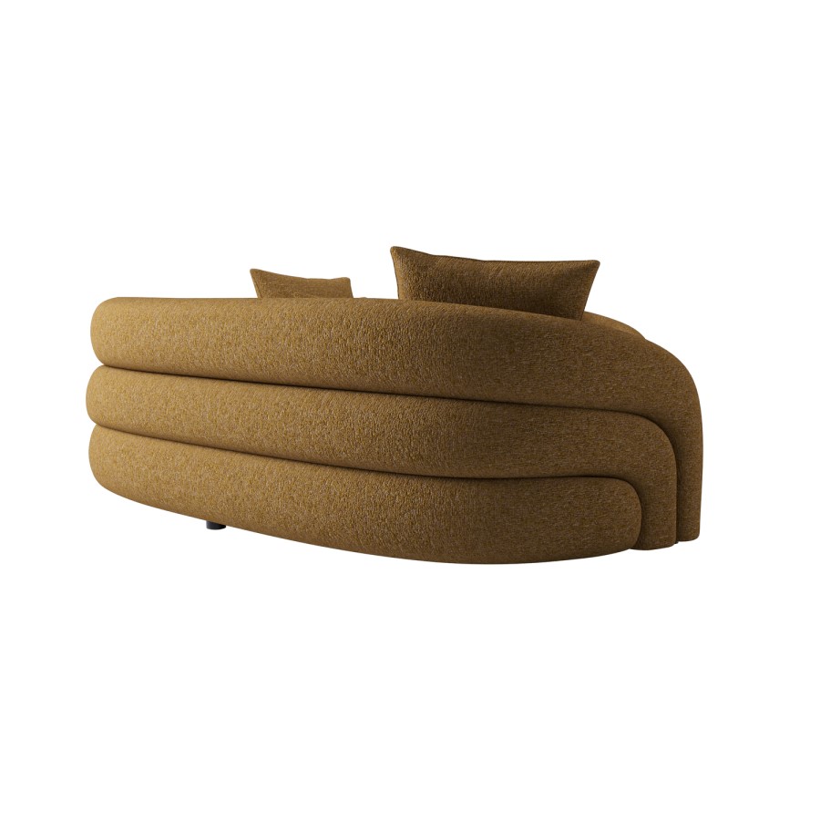 Caramel Brown Chenille Left Hand Facing 4 Seater Curved Corner Sofa - Zuri
