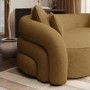Caramel Brown Chenille Left Hand Facing 4 Seater Curved Corner Sofa - Zuri