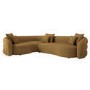 Caramel Brown Chenille Left Hand Facing 4 Seater Curved Corner Sofa - Zuri