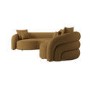 Caramel Brown Chenille Left Hand Facing 4 Seater Curved Corner Sofa - Zuri