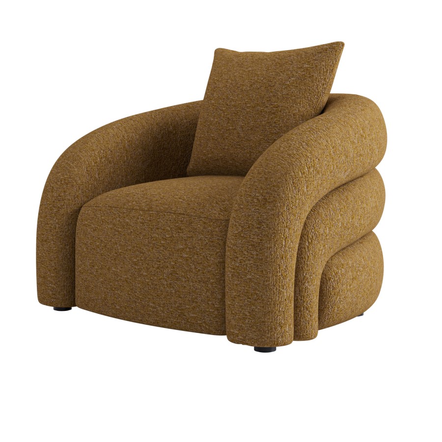 Caramel Brown Chenille Armchair - Zuri 