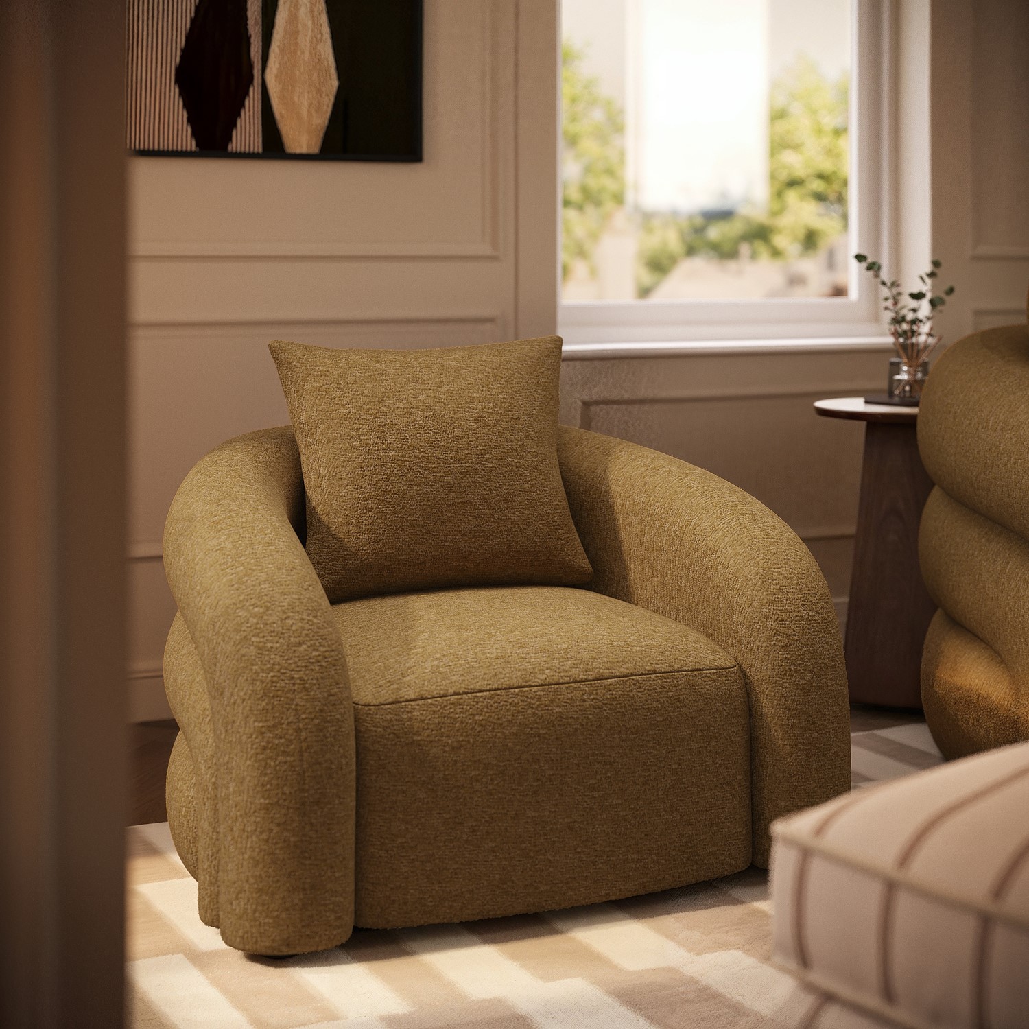 Caramel Chenille Armchair