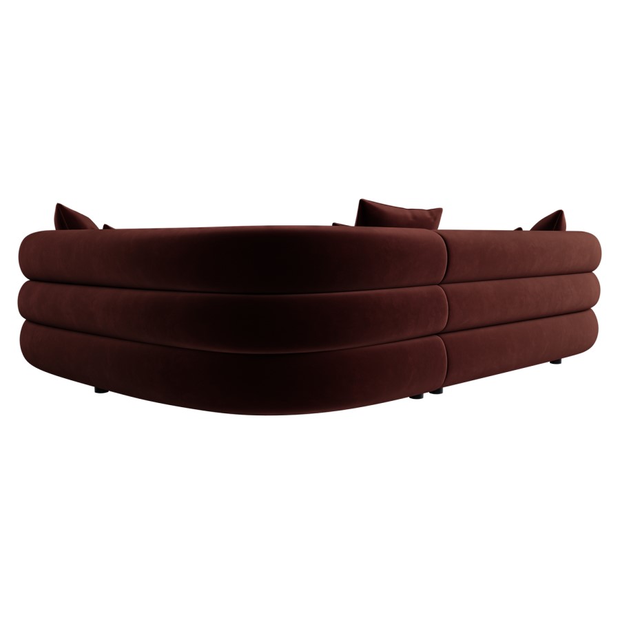Deep Red Velvet Right Hand Facing 4 Seater Curved Corner Sofa - Zuri 
