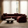 Deep Red Velvet Right Hand Facing 4 Seater Curved Corner Sofa - Zuri 