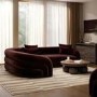 Deep Red Velvet Left Hand Facing 4 Seater Curved Corner Sofa - Zuri 