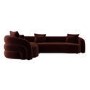 Deep Red Velvet Left Hand Facing 4 Seater Curved Corner Sofa - Zuri 