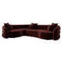 Deep Red Velvet Left Hand Facing 4 Seater Curved Corner Sofa - Zuri 