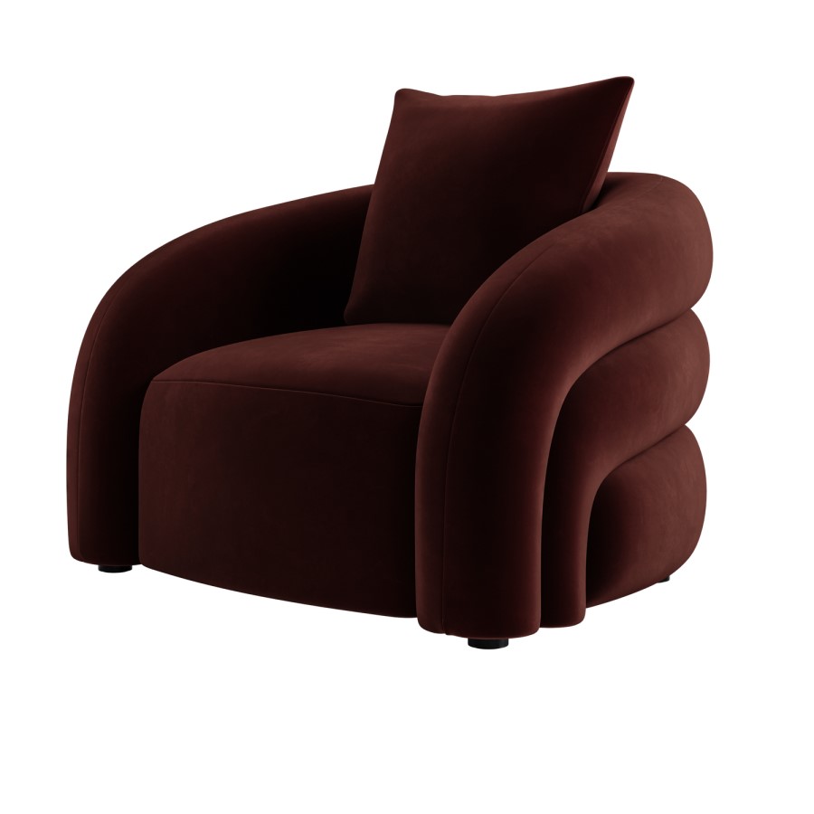 Deep Red Velvet Armchair - Zuri 