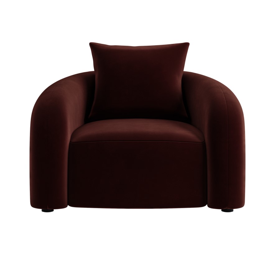 Deep Red Velvet Armchair - Zuri 