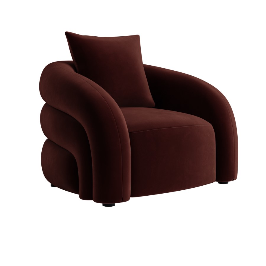 Deep Red Velvet Armchair - Zuri 