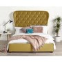 Zurich Wing Bed in Ochre Plush Velvet