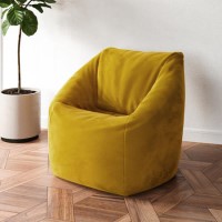 Mustard Yellow Bean Bag Chair in Velvet - Zyra