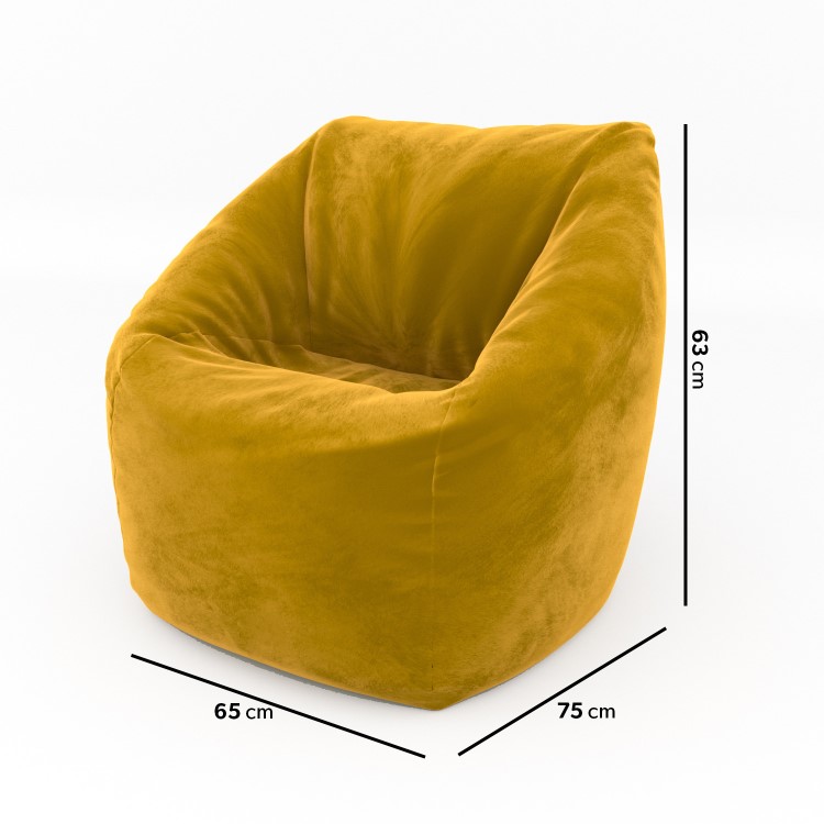 Mustard Yellow Bean Bag Chair in Velvet - Zyra