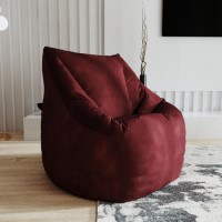 GRADE A1 - Red Bean Bag Chair in Velvet - Zyra