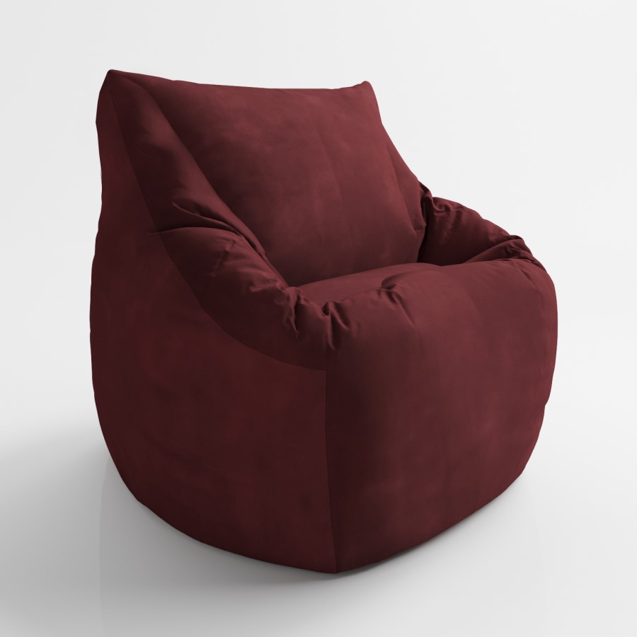 GRADE A1 - Red Bean Bag Chair in Velvet - Zyra