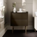ZZE001 Khaki Green 2 Drawer Modern Bedside Table - Zane