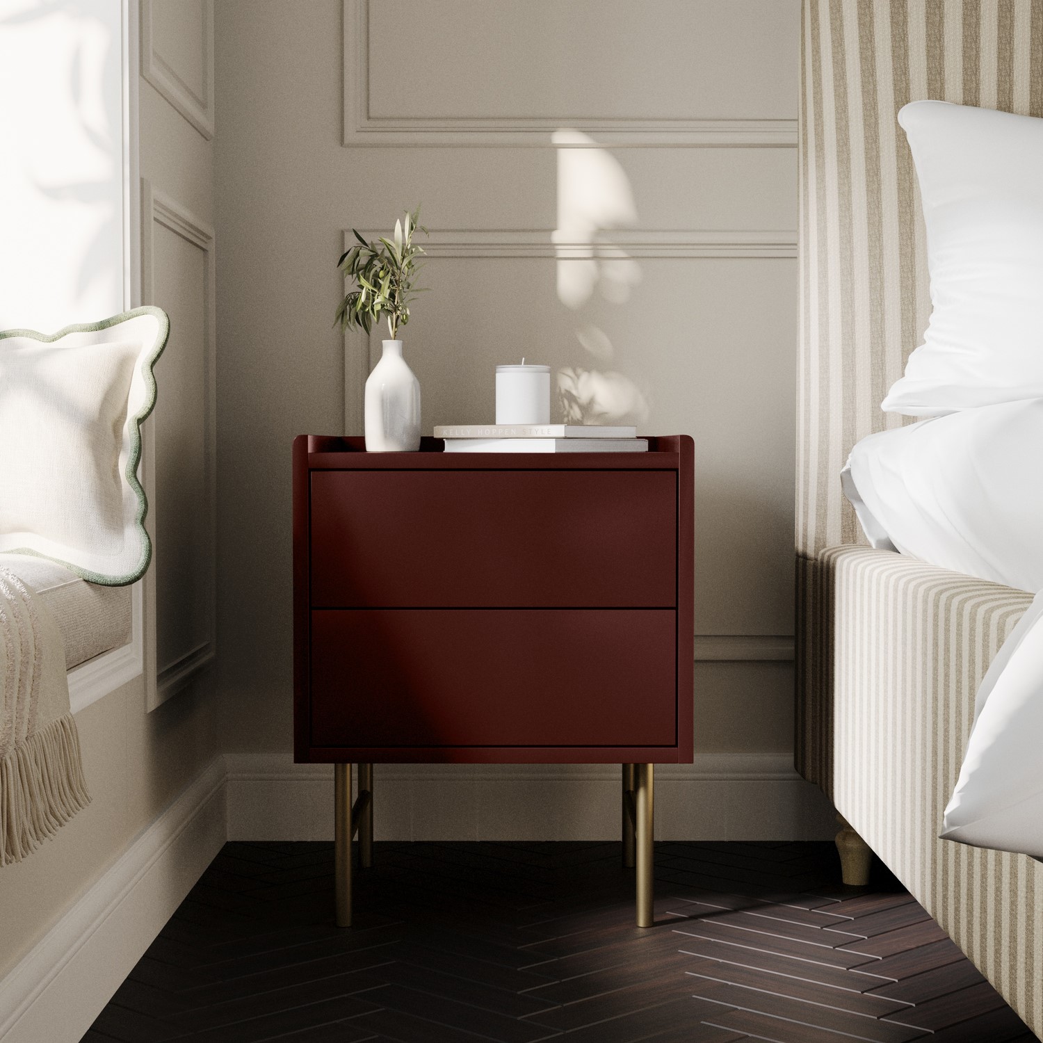 2 Drawer Modern Bedside Table