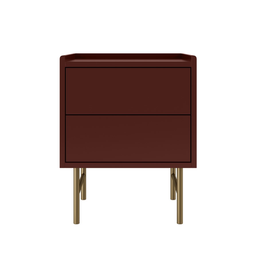 Burgundy 2 Drawer Modern Bedside Table – Zane 