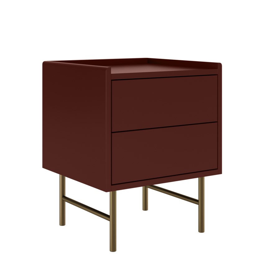Burgundy 2 Drawer Modern Bedside Table – Zane 