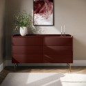 ZZE005 Burgundy Modern Chest of 6 Drawers - Zane 