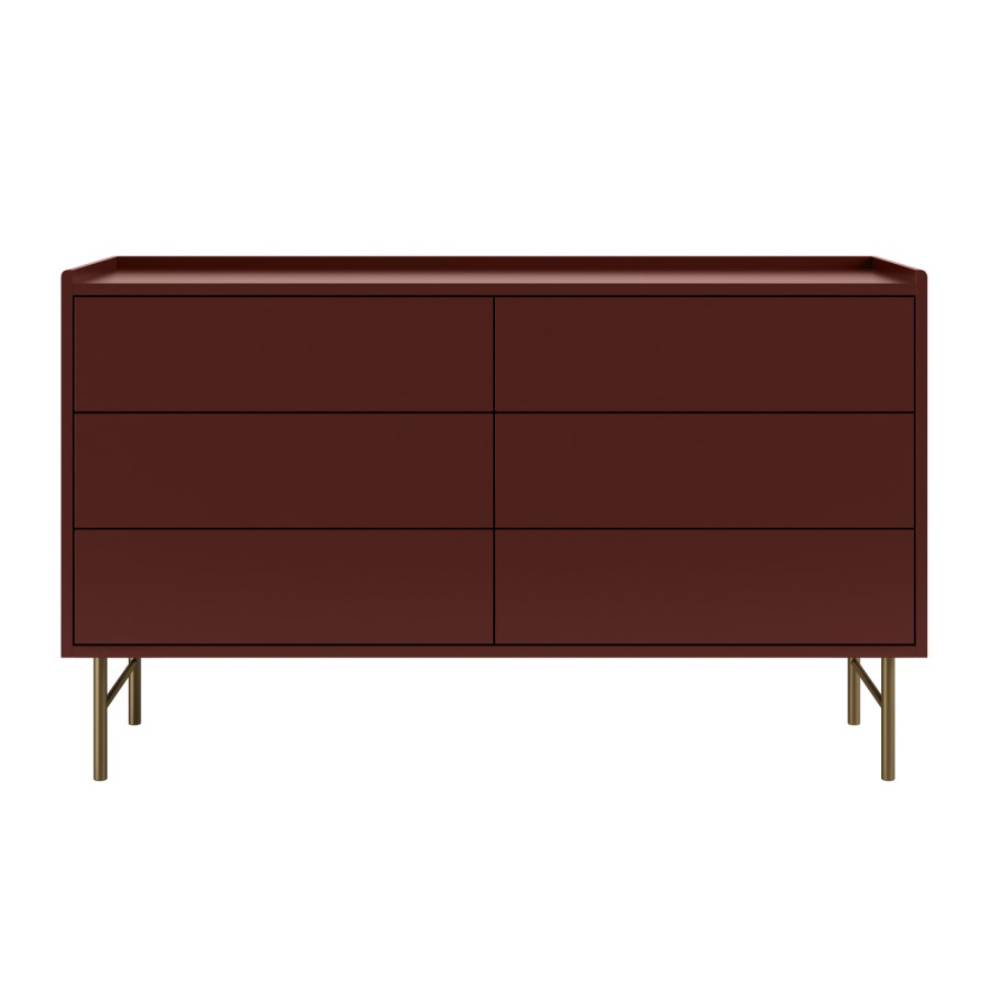 Burgundy Modern Chest of 6 Drawers - Zane 