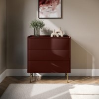 Burgundy Modern Chest of 3 Drawers - Zane 