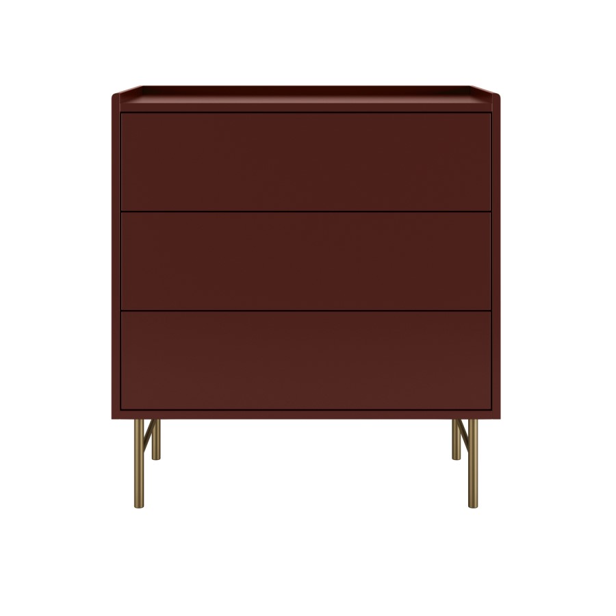Burgundy Modern Chest of 3 Drawers - Zane 