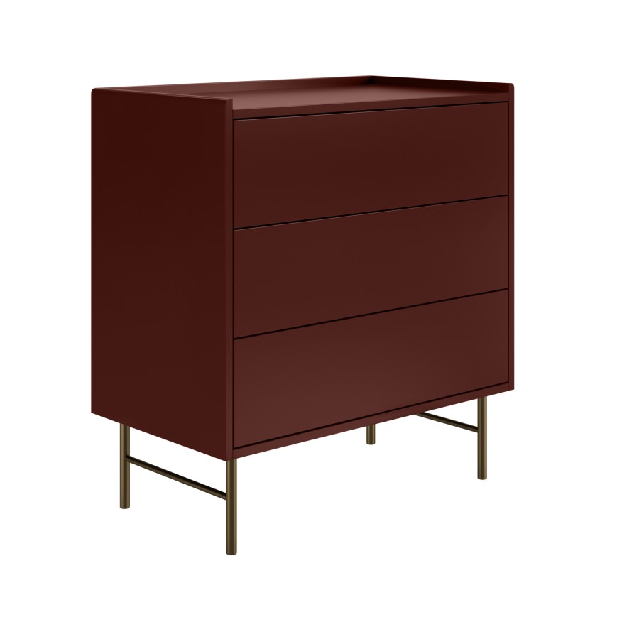 Burgundy Modern Chest of 3 Drawers - Zane 