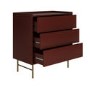 Burgundy Modern Chest of 3 Drawers - Zane 