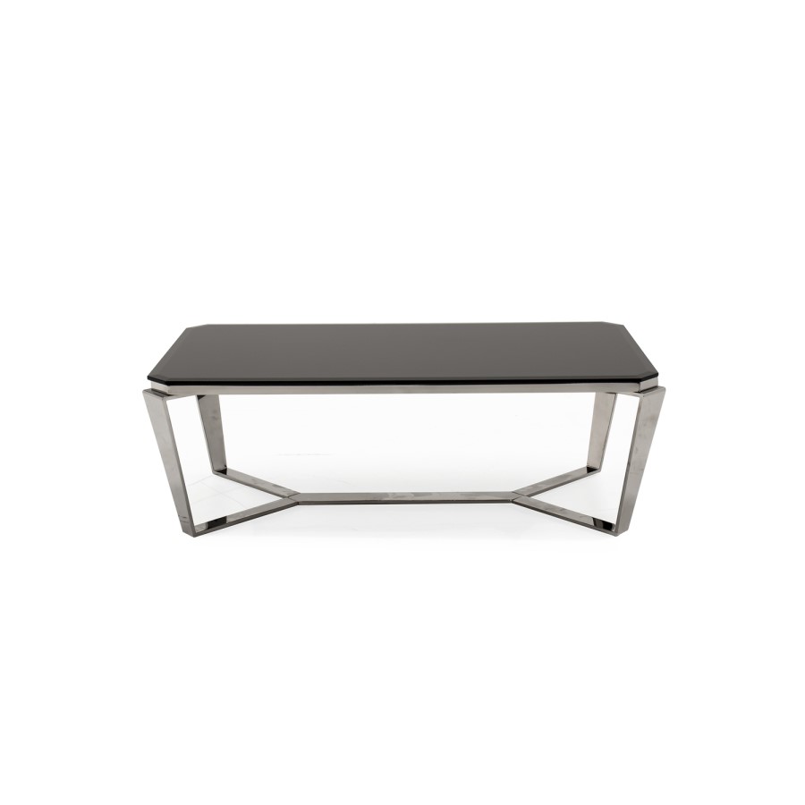 Zola Black Glass Coffee Table with Metal Frame