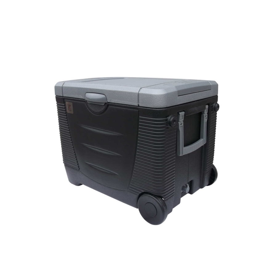 electriQ 45L Large Electric Plug In Portable Cool Box in Black with Wheels and Mains/12V Car Adapter
