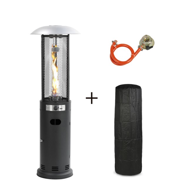 electriQ Outdoor Freestanding Gas Patio Heater - Black