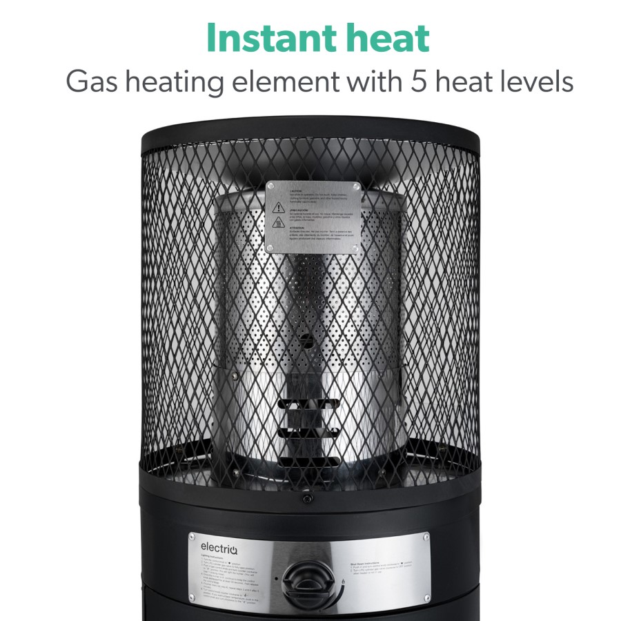 electriQ Outdoor Freestanding Bullet Gas Heater - Black