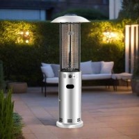 electriQ Outdoor Freestanding Gas Patio Heater - Stainless Steel electriQ Outdoor Freestanding Gas Patio Heater - Stainless Steel