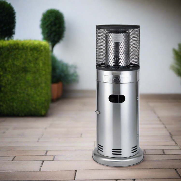 electriQ Outdoor Freestanding Bullet Gas Heater - Stainless Steel