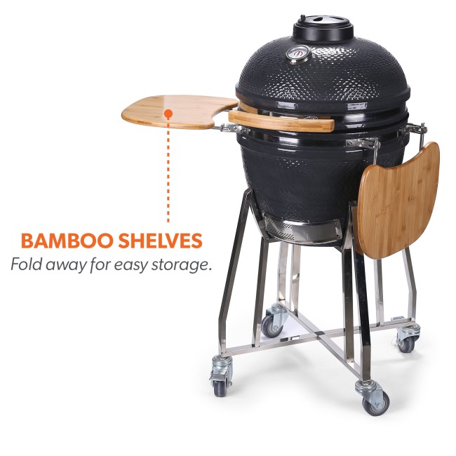 Boss Grill The Egg XL - 22 Inch Ceramic Kamado Style Charcoal Egg BBQ Grill - with Free Cover & Pizza Stone