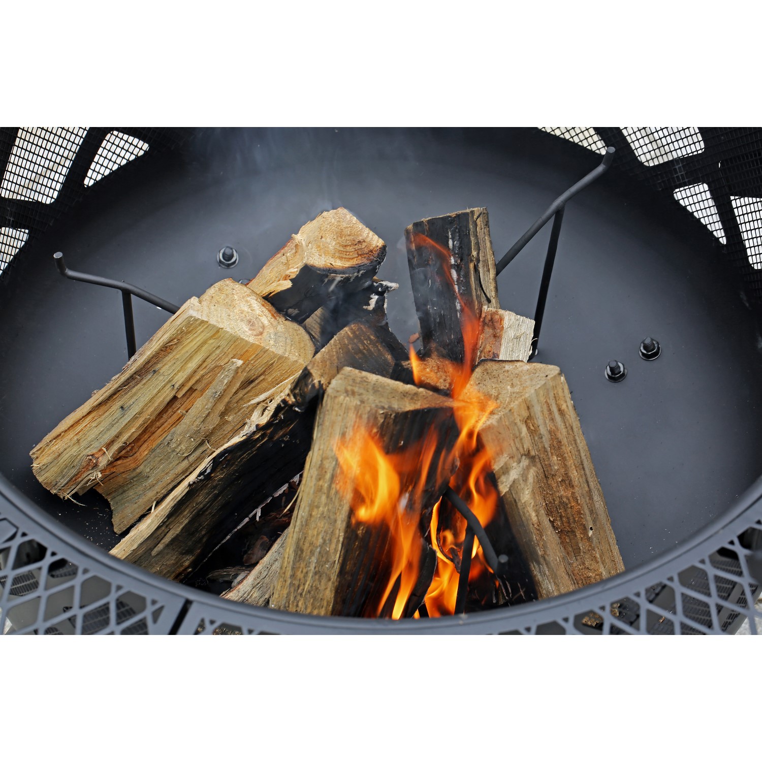 electriQ Wood or Charcoal Burning Fire Pit with BBQ Grill Function -  Furniture123