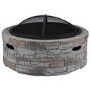 electriQ Cast Stone Round Base Wood Burning Garden Fire Pit - Grey