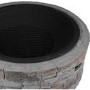 electriQ Cast Stone Round Base Wood Burning Garden Fire Pit - Grey