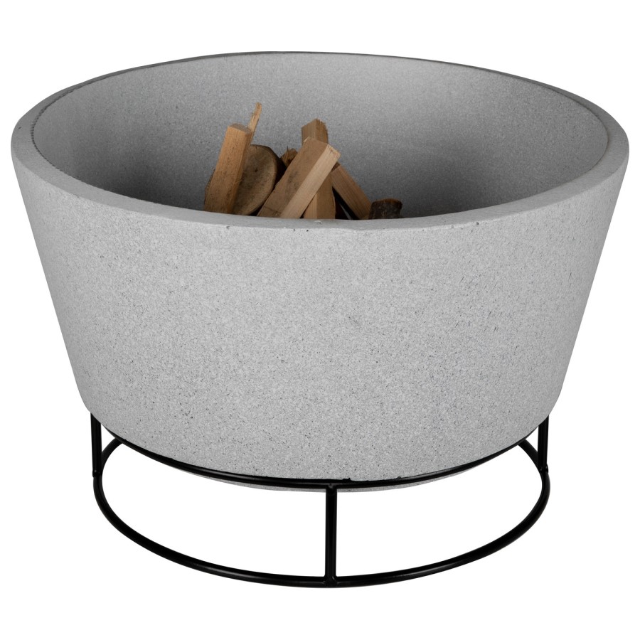 electriQ Round Stone Wood Burning Fire Pit - Light Grey