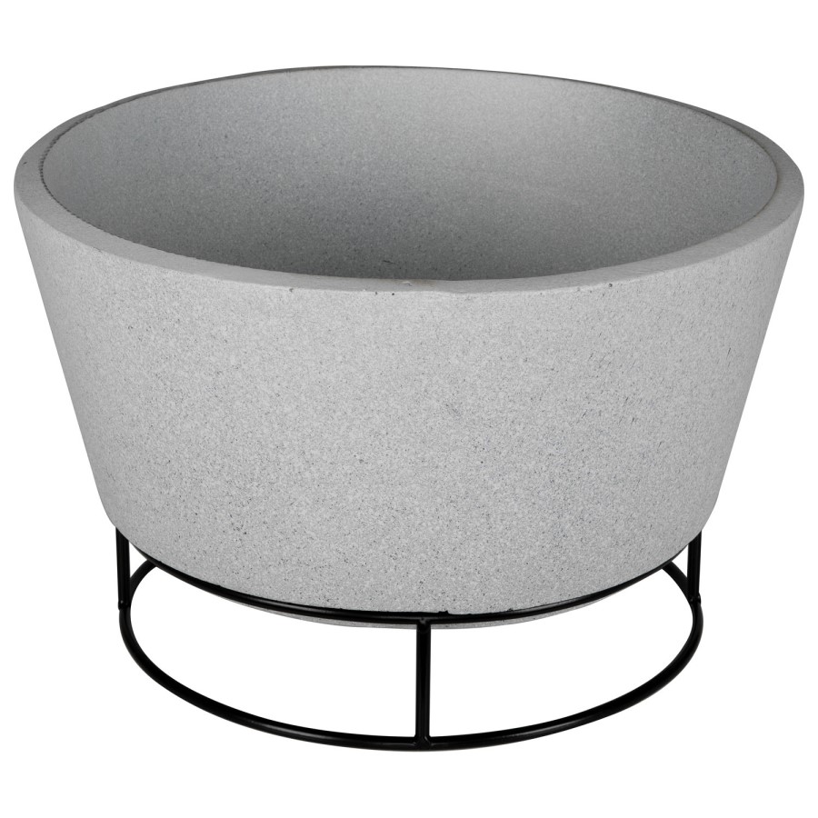 electriQ Round Stone Wood Burning Fire Pit - Light Grey