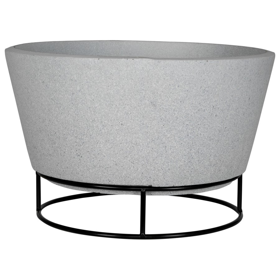 electriQ Round Stone Wood Burning Fire Pit - Light Grey