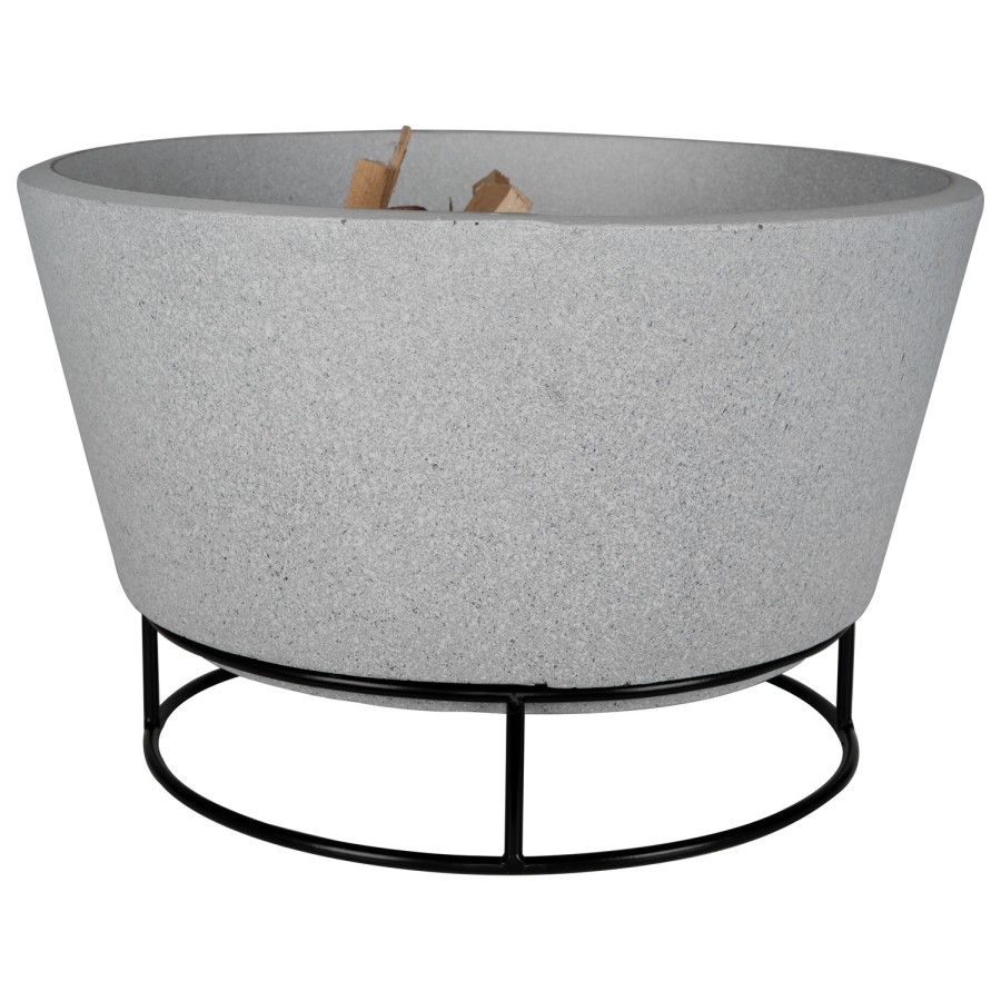 electriQ Round Stone Wood Burning Fire Pit - Light Grey