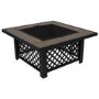 electriQ Square Wood Burning Fire Pit with Tiled Rim