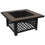 electriQ Square Wood Burning Fire Pit with Tiled Rim