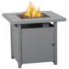 electriQ Outdoor Gas Flame Fire Pit Table - Square in Grey Metal Rattan Effect