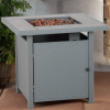 electriQ Outdoor Gas Flame Fire Pit Table - Square in Grey Metal Rattan Effect