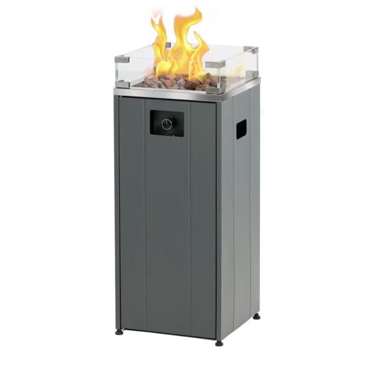 electriQ Gas Flame Outdoor Fire Pit - Tall Design in Grey